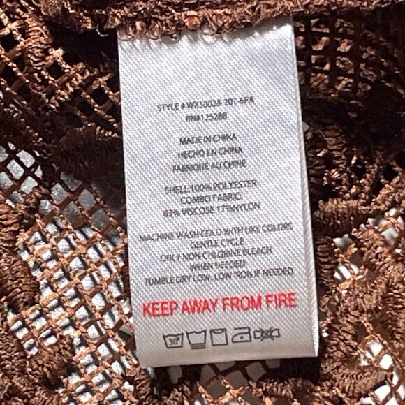 JASON WU Lace Sheer Floral Button Down Top NWT Size Large Brown - Picture 12 of 15